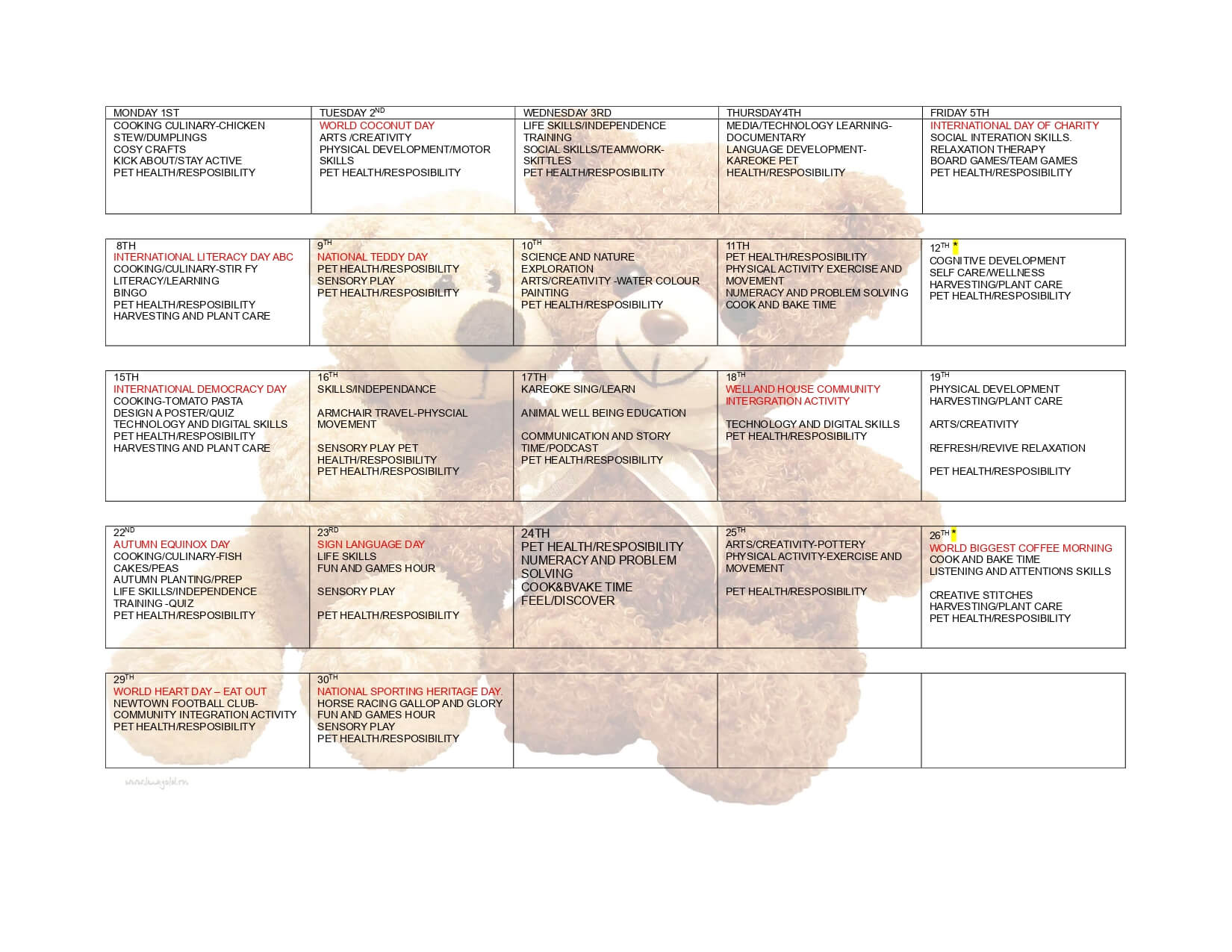 September teddy